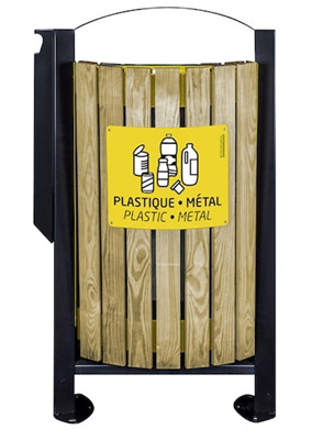 Trash bin ashtray Rossignol wood 2 flow plastic metal