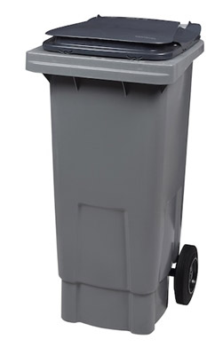 Waste container 2 wheels 80L gray front socket