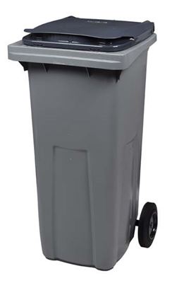 2 wheel waste container 240 liters gray front socket