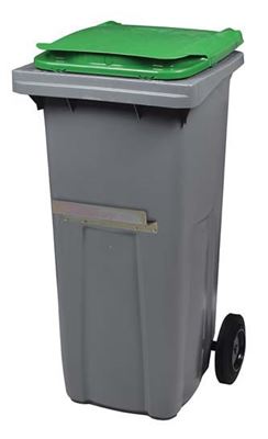 Waste container 2 wheels 240 L Green ventral bar cover