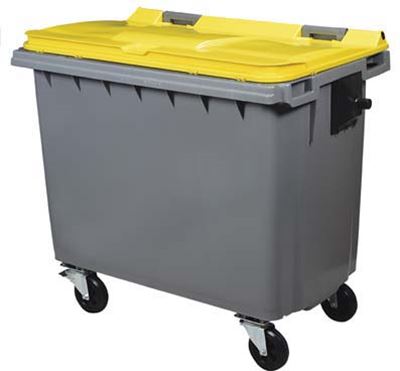 Rossignol yellow 660L 4-wheel garbage container