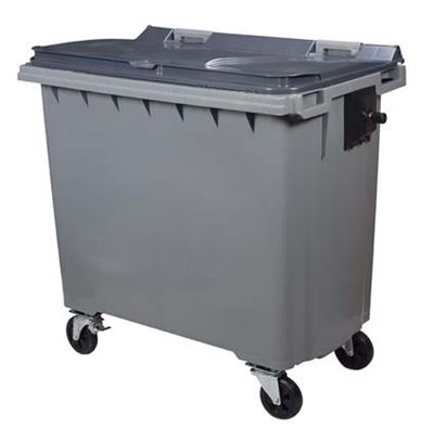 770 liter waste container 4 wheel front gray CV taken