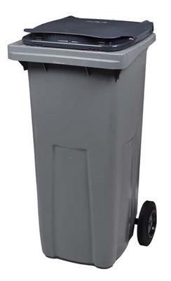 2 wheel waste container 120 liters gray front socket