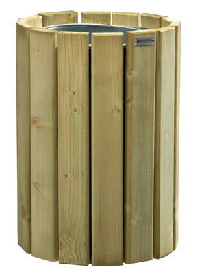 Outdoor wooden trash Rossignol 20 L round wall