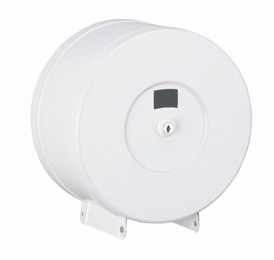 Mini jumbo toilet paper dispenser white steel lockable