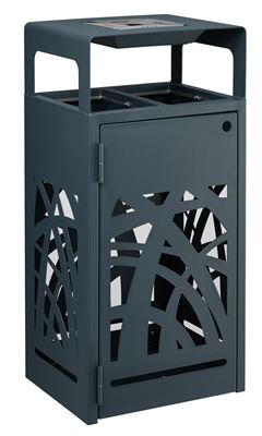 Cybel 2x60L anthracite recycling bin with ashtray