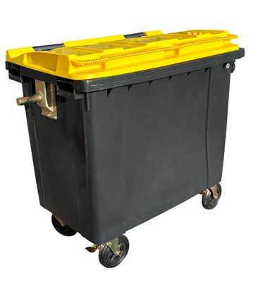 660L yellow 4-wheeled rubbish container