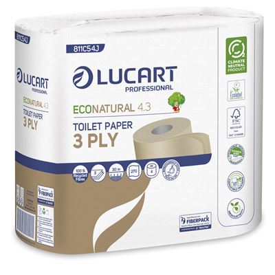 Lucart toilet paper roll, 270 sheets, pack of 56