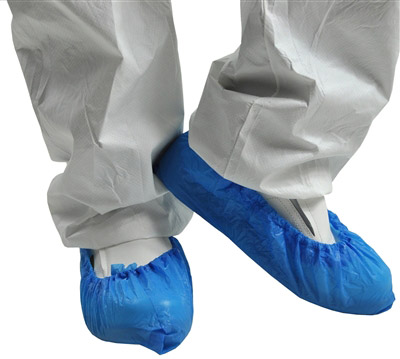 Disposable blue polyethylene shoe cover per 100