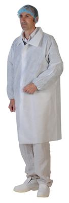 Disposable white polypro gown without pocket