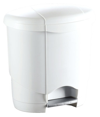 3 liter pedal bin has plastic white