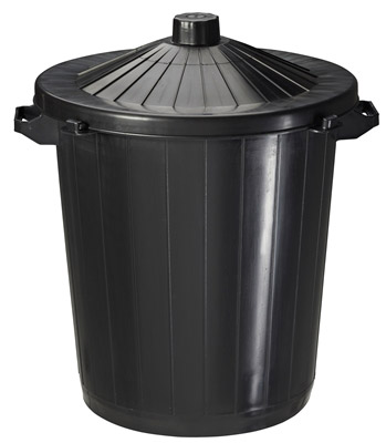 Building waste bin 80 liters black with lid