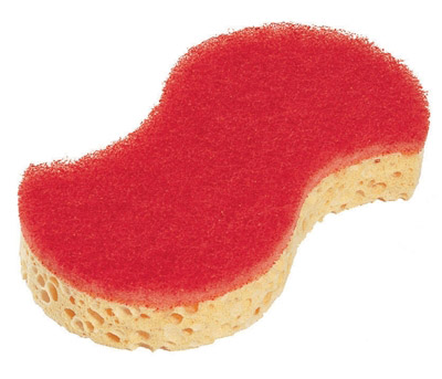 Red sponge pad scraping by Spontex 10