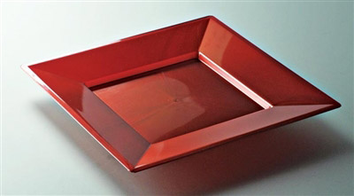 Disposable plate color carmine square 180 x 180 packages 72