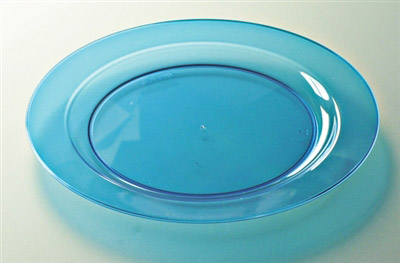 Round blue plastic plate 240 mm by 132
