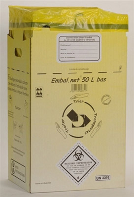 DASRI infectious waste box 50 L NFX 30507 low 10 pack