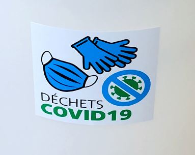 Covid 19 label for waste bin