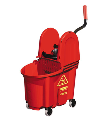 Rubbermaid WAVEBRAKE household bucket with red press