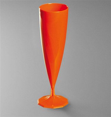 Disposable reusable champagne flute orange 13 cl Voussert