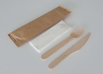 Biodegradable wooden cutlery bag 3 in 1 package 250
