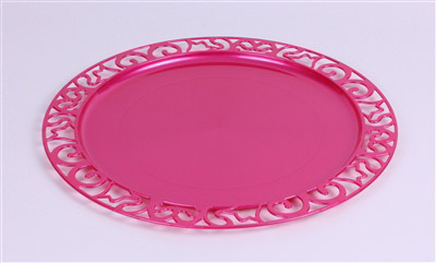 Disposable round plate in magenta prestige package 72