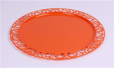 Disposable plate in round orange prestige package 72