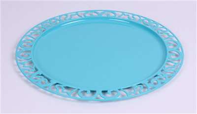 Disposable round plate in turquoise prestige package 72
