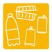 Yellow magnetic recycling bin for 45x45 mm packaging