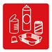 Red metal recycling magnet, 45x45 mm