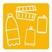 Yellow magnetic recycling system for packaging, 90x90 mm