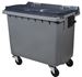 Garbage container 4 wheels 660 liters CV gray front socket