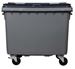 Garbage container 4 wheels 660 liters CV gray front socket