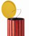 Zeno wooden outdoor trash can with yellow lid