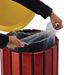 Zeno wooden outdoor trash can with yellow lid