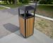 Outdoor trash wood and square steel 90 liters with lock