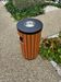 Round 50L wooden and steel outdoor bin