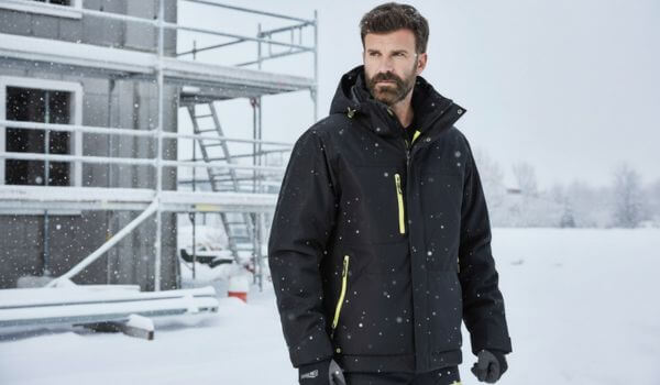 How should you dress on a construction site in winter?