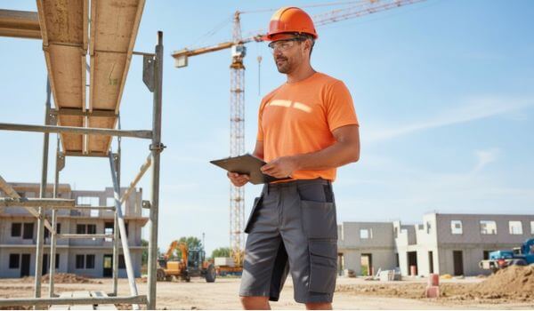How should you dress on a construction site during periods of intense heat?